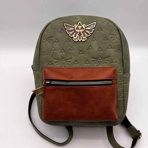 Legend of Zelda Small  Backpack Bioworld Triforce Hyrule Logo Faux Leather Bag - Picture 1 of 9